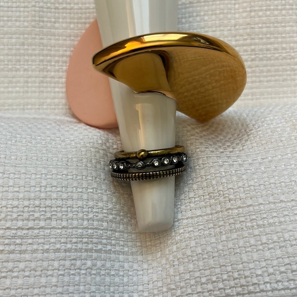 SILPADA K&R BRONZE JEWELRY & CUBIC ZIRCONIA SIZE 10 STACKABLE RINGS